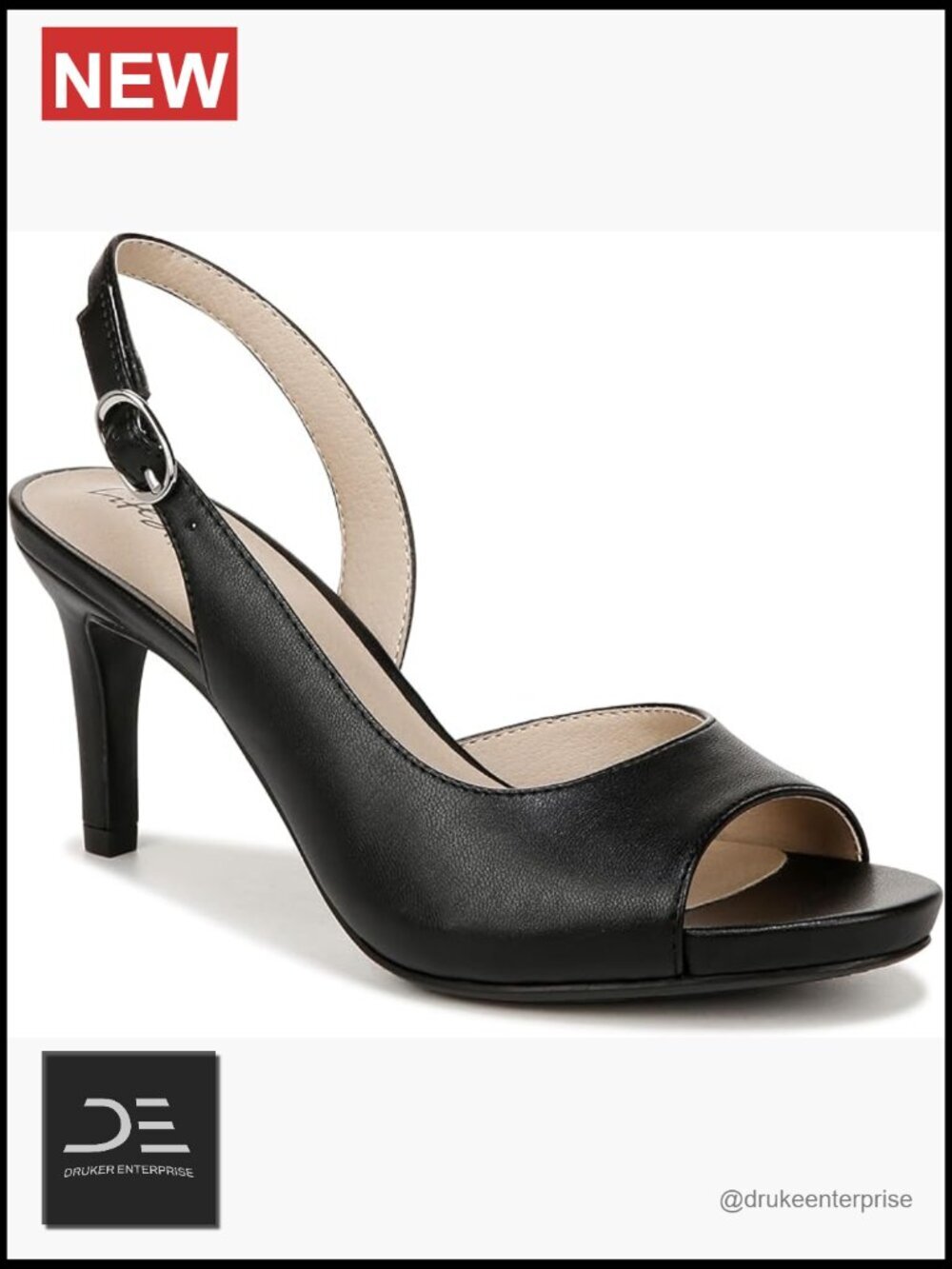 Faux Leather Slingback Pump with Adjustable Buckle and 3in Heel
